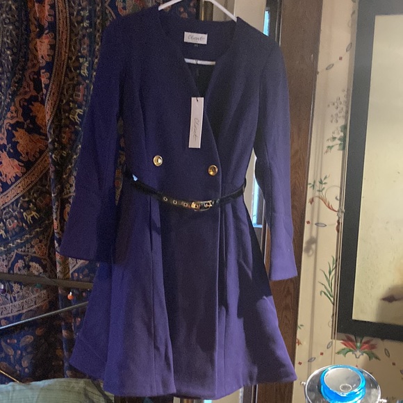 closet London purple wool coat dress size 6 new with tags - Picture 4 of 10